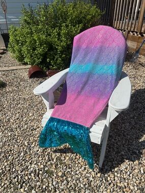 Mermaid Tail Blanket — Pink, Purple & Teal Ombre with Sequin Fin